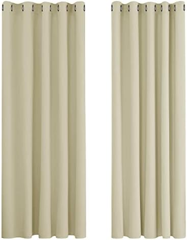 Deconovo Grey Blackout Curtains 46 x 54 Inch Eyelet Super Soft Thermal Insulated Bedroom Curtains Blackout Eyelet Curtains for Living Room Light Grey 2 Panels