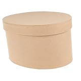Ipetboom Caja Ovalada de Papel Kraft 15x10x7,5 Cm con Tapa para Manualidades, Caja Pequeña para Galletas, Macarons y Chocolates, Embalaje Decorativo Portátil para Regalos y Almacenamiento