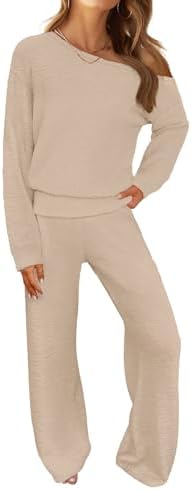 MEROKEETY Women's Fall Pajama Set Fuzzy Fleece 2 Piece Loungewear...