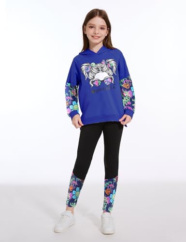 Image of Gaupafmb Girls Clothes Cool Girl Print Tie Dye Hoodie Pullover Sweatshirt Leggings 2PC Outfits