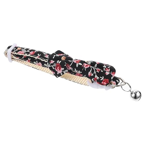 BESPORTBLE Collare Per Gatti Carino Con Campanellino Regolabile Per Gatti Cuccioli Decorativo Poliestere-cotone Nylon Nero Floreale