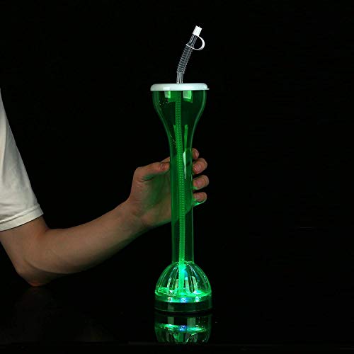 Fun Central Green Led Drinking Yard Glass - Light Up Tumbler For Beer | 4Th Of July Party Supplies Party Rave Accessories Edm Concerts Glow Parties Mancave Home Bar #TOP5