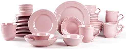 Pearl Dots Stoneware Dinnerware Set(42pc Set, Pink)