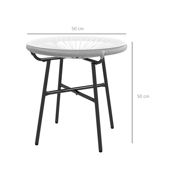 Outsunny Beistelltisch PE-Rattan mit Glasplatte Grau