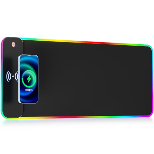 Wireless Charging RGB Gaming Mouse Pad 10W, 10 Light Modes