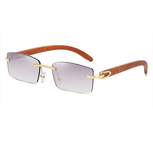 ZZOW Gafas de sol rectangulares sin montura Punk Vintage Shades Uv400 Driving Sun Glass sin marco Gradient Eyewear Cover