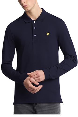 Lyle & Scott Hombre Polo De Manga Larga, Navy, XL