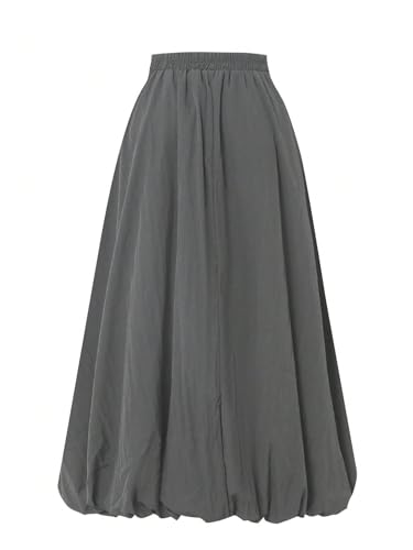 Verdusa Women's A Line Bubble Skirt Casual Dressy Ruffle Flowy Long Skirts with Pockets4