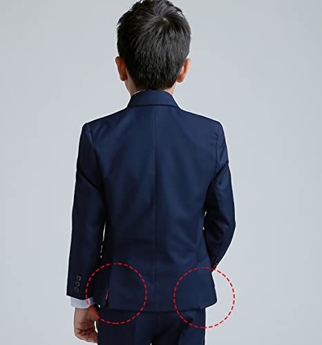 Yuanlu Boys Colorful Formal Suits 5 Piece Slim Fit Dresswear Suit Set (Navy Blue, 7) #TOP1