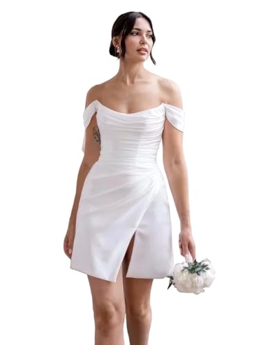 Satin Short Wedding Dress Simple Corset Bridal Shower Dresses for Bride Elegant Reception Engagement Dresses for Women