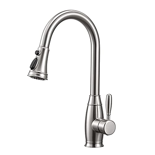 Preisvergleich Produktbild Küchenarmatur Wasserhahn Küche mit ausziehbarem Auslauf, Höhe 420 mm, 360° drehbar schwenkbar, Brause mit 3 Strahlarten, Matt