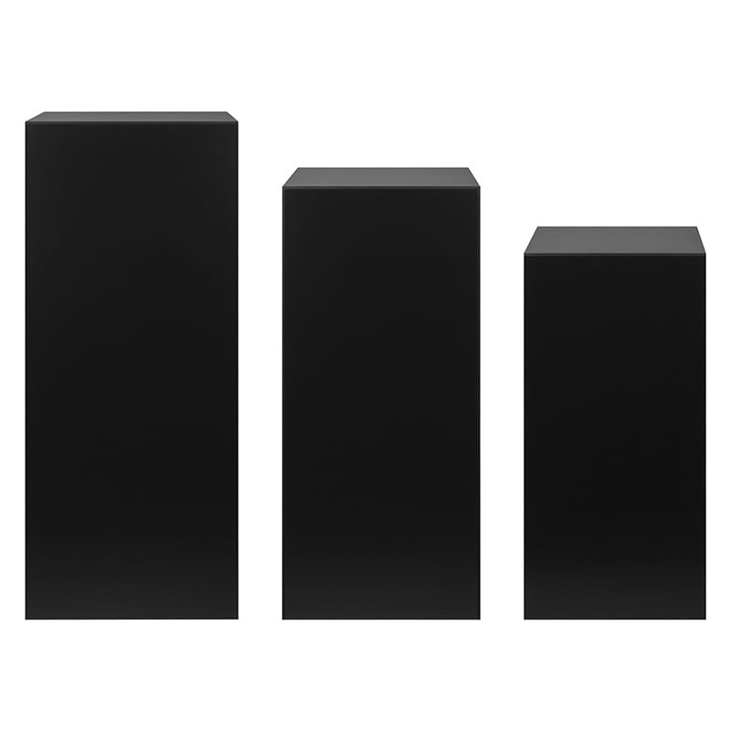 Image of shopPOPdisplays 3 Pcs Pedestal Stand Set - Black Expanded PVC - Lightweight, Space Saving, Compact Storage - Plinth Pillar for Party, Events, Retail, and Exhibits - 50lb. Capacity (Large Set)