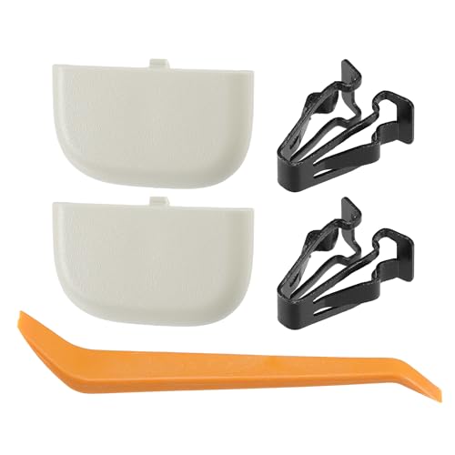 TUCKBOLD Makeup Mirror Cover Sun Visor Cap Clip for Ford Edge Robust No.DS7Z4273AA | Inner Sun Visor Bolt Cover Grey White with Flat Pry Bar 1 Set