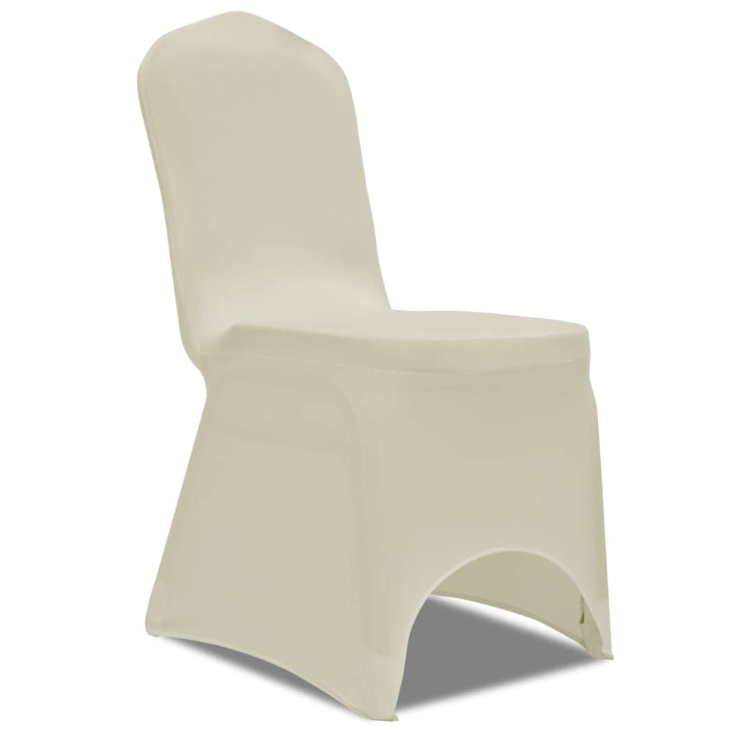 50 Stuhlhussen Stretch cremefarben 100 cm Höhe | 10% Spandex, Dehnbarer Stoff, Einfaches Überziehen, Für Hochzeiten Bankette Konferenzen