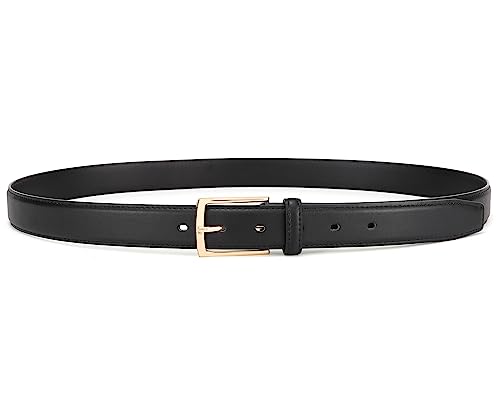 Women Dress Belt Black Leather Belts for Jeans Golden buckle3