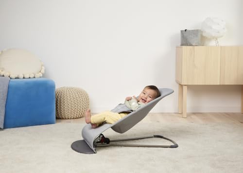 Image of BabyBjorn Bouncer Balance Soft, Light Gray, Woven /Jersey, Tri-Fabric | 2-in-1 Adjustable Baby Bouncer Seat and Toddler Chair, Newborn to Toddler (8-29 lbs), 4 Positions, Lightweight & Portable