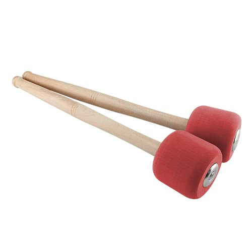 Kyuionty 2 Pack Wood Bass Drum Mallets Sticks, 13 Inch Length Eva Foam Head Mallets Percussion Sticks For Marching Band (Red) #TOP18
