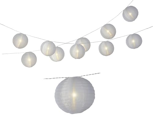 Guirlande lumineuse LED extérieure étanche 7m à lampions blancs pour éclairage suspendu