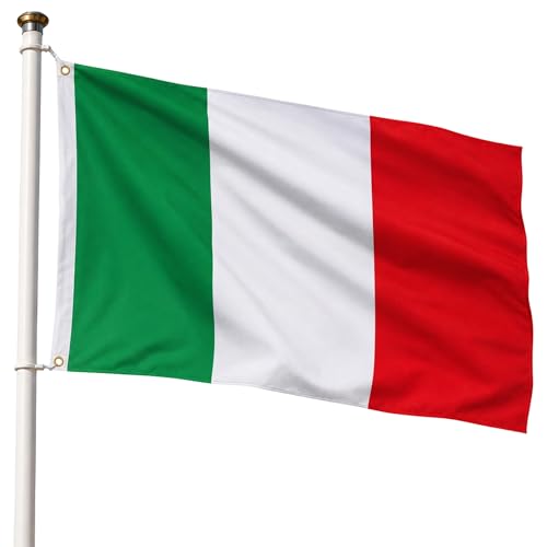 Bandera Italia 90x150cm, Bandera Italiana con 2 Ojales de Latón, Italy flag, Bandera Copa del Mundo, Bandera de País para exterior, Material Poliéster, Resistente al viento y lluvia