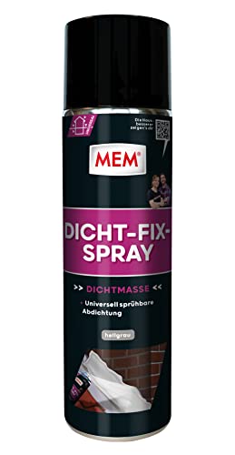 MEM Dicht-Fix-Spray, Für alle üblichen Untergründe, Optimal für schwer zugängliche Bereiche, Einfache Anwendung, Gebrauchsfertig, UV-beständig, Grau, 500 ml