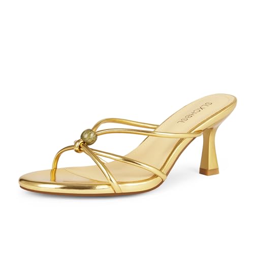 Slip On Kitten Heels for Women, Round Open Toe Low Heeled Sandals