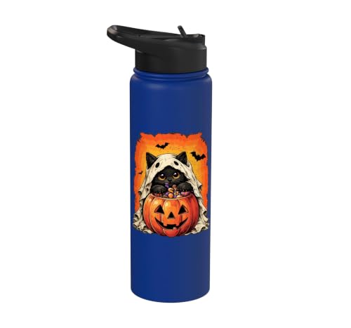 Ghost Cat Citrouille Chauve-souris Happy Halloween Trick or Treating Stainless Steel Insulated Water Bottle