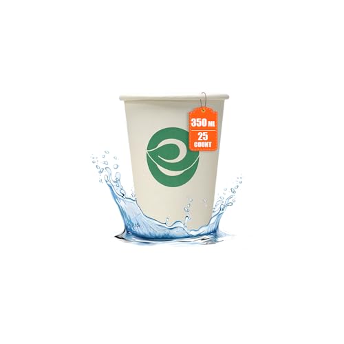 Image of ECO SOUL [350 ml, 25 Count] Disposable White Paper Cups| Plastic-Free Aqueous Coated | Eco-Friendly & Biodegradable Cups | Use & Throw Party Glasses | Ideal for Tea, Coffee & Water | 280 GSM