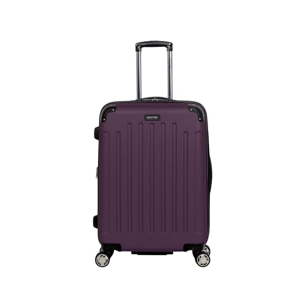 Kenneth Cole REACTION Renegade Luggage Expandable 8-Wheel Spinner Lightweight Hardside Suitcase, Midnight Plum, 24-Inch Checked