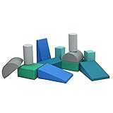 FDP SoftScape Toddler Builder Block Set, Colorful Soft Foam Playtime Building Blocks for Infants and Kids Learn Gross Motor Skills, Great for Home, Daycare, Preschool (12-Piece Set) - Contemporary