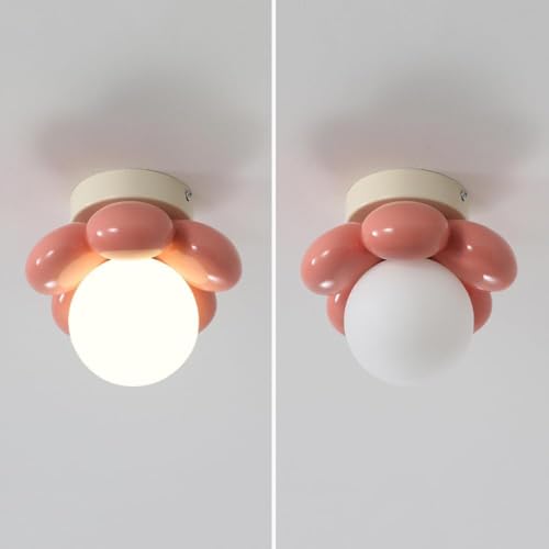 Lámpara de techo de mediados de siglo con detalle de flor rosa y acabado elegante 7