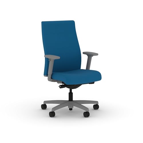 Image of HON Ignition 2.0 Ergonomic Office Chair with Adjustable Arms, Advanced Synchro‑Tilt Recline, Upholstered Desk and Computer Chair for Home Office or Workstation, Titanium Frame, Peacock