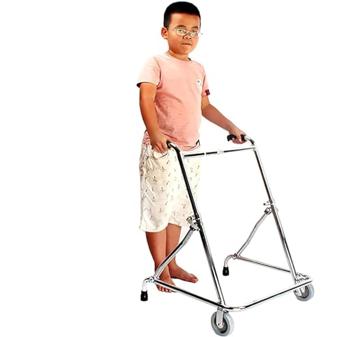 Andador plegable con ruedas, marcos de aluminio ligero, andador ajustable para niños, soporte de entrenamiento para rehabilitación de extremidades inferiores