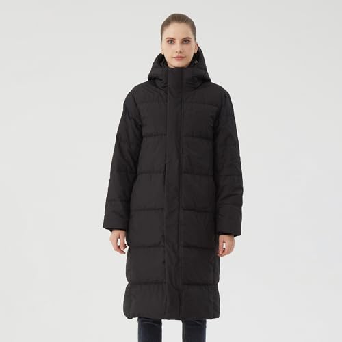 Women's Long Down Jacket with Hood 90% White Duck Down Puffer Coat Warm Winter Oversized Outerwear2
