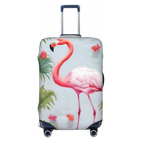 Travel Luggage Cover for Suitcase Tsa Approved, Washable Elastic Suitcase Protector, White Flamingo Suitcase Cover Anti-scratch Baggage Cover Fits 22-24 Inch Luggage Sleeve Medium