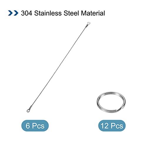 PATIKIL Stainless Steel Lanyard Cable 2mmx30cm, 6 Pack Eyelets Ended Security Wire Rope with 12 Pack Key Ring - Image 3