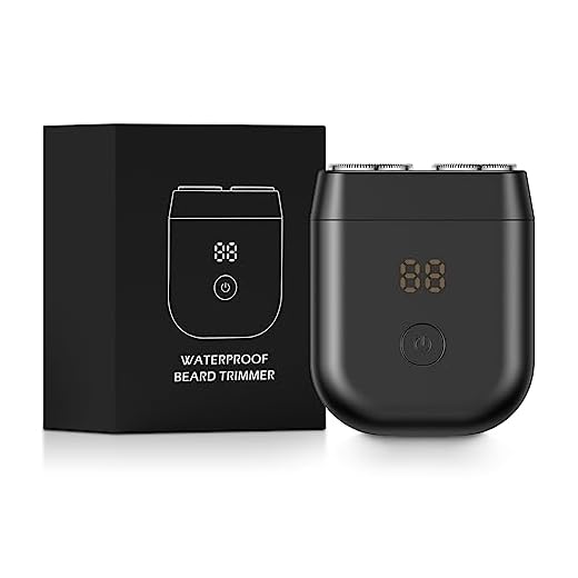 Marvljojo Portable Mini Travel Beard Trimmer for Men, USB C Charging Electric Shaver Small Waterproof Rechargeable Men's Beard Trimmer,HPS001,Black