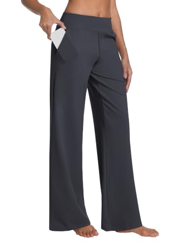 Image of BUBBLELIME Women High Waist Wide Legs Yoga Pants Loose Sweatpants Pockets | 29 inch /31 inch /33 inch /35 inch /37 inchInseam,2 Styles / Dress /Basic,Lounge,Comfy,Stretch Casual Work