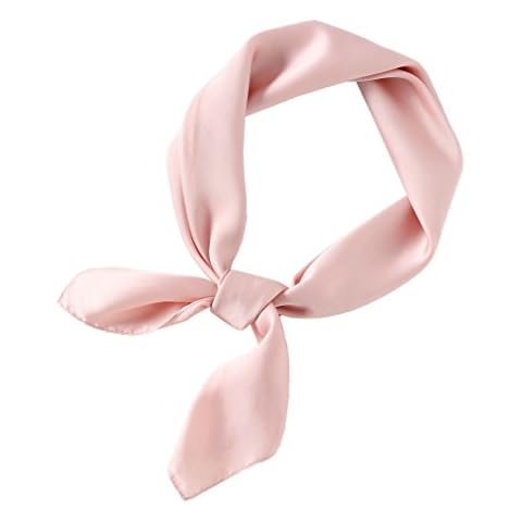 YiyiLai Lady Solid Silk Like Necktie Scarf Sun Shawl Wrap Headband Light Pink Cover