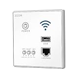  HUIOP Routeur sans fil In-Wall 300 Mbps AP Access Point Routeur WiFi LAN Commutateur réseau Routeur WiFi AP avec cryptage WPS Prise USB Blanc