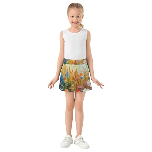 Wildflower Meadow Tennis Skirts Toddler Cheer Athletic Shorts for Girls Skorts Pleated 4t3