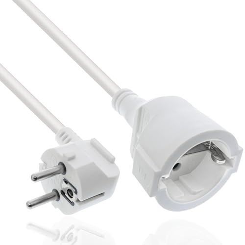 Inline Verl&auml;ngerungskabel, Stromkabel, 1m, Schutzkontakt Stecker gewinkelt/Buchse, H05VV-F, Innenbereich, erh&ouml;hter Ber&uuml;hrungsschutz, wei&szlig;, 16400U