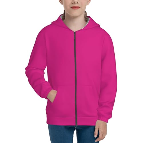 Darkmagenta Kid Hoodies Boys Zip Up Sweatshirts Girls Pullover with Pocket3