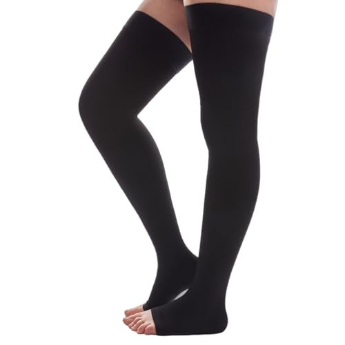 Image of Thigh High Compression Socks Women & Men, 20-30mmHg Thigh High Compression Stockings, Medical Compression Socks with Silicone Dot Band-Best for Varicose Veins, Swelling