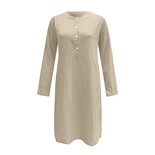 Vestidos formais para mulheres, vestido redondo boêmio, comprimento até o joelho, casual, com botões