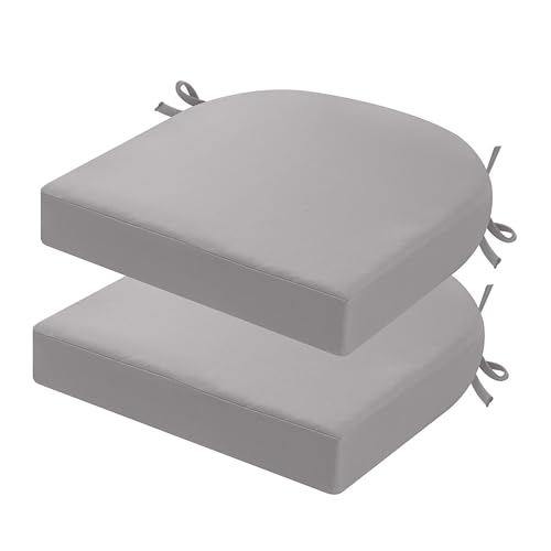 PRIMEPATIO Set di 2 cuscini per sedia da esterno, per mobili da giardino, impermeabili, con nastri, per esterni, da terrazza, per sala da pranzo, 40 x 40, grigio chiaro