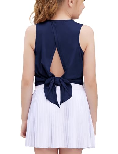 Image of Zaclotre Girls Athletic Tank Tops Open Tie Back Sleeveless Workout Shirts
