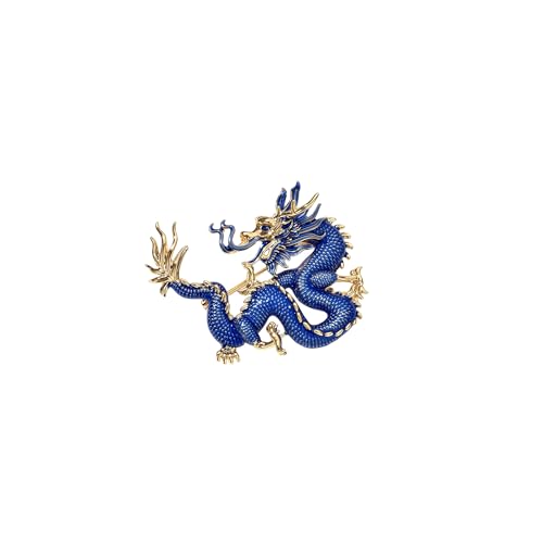 Peasimy Chinese Zodiac Dragon Brooch Unique Vintage Animal Pin for