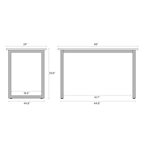 Image of Fully Bamboo Side Table - 48 inch x 24 inch Computer or Printer Table /Small Kitchen Table with Steel Frame (with Rolling Casters, Silver)