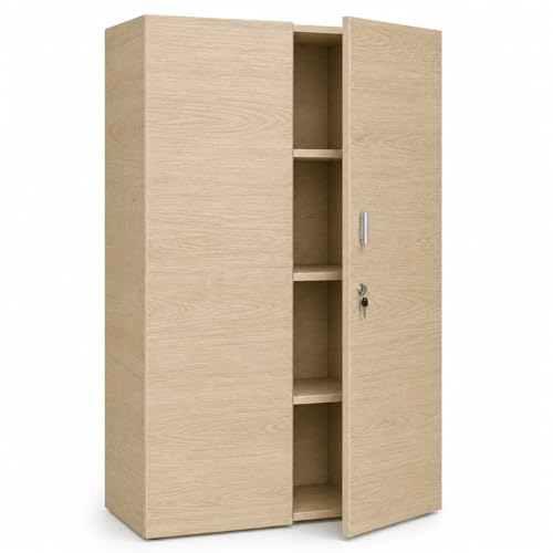 Genérico OFILIKE. Armario de Oficina con Llave y 4 Estantes   Armario Archivador para Documentos, Despacho y Hogar   160x90x42 cm (Roble)