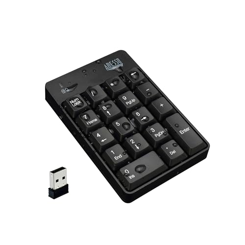 Image of Adesso WKB-6010UB - Wireless Spill Resistant 18-Key Numeric Keypad Number Pad, Black